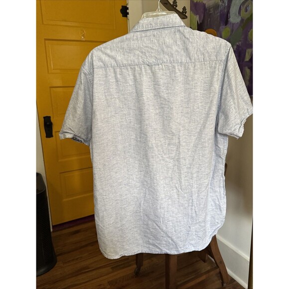 Denim & Flower Ricky Singh Short Sleeve Button Down Shirt Men's Large Blue - Picture 5 of 12